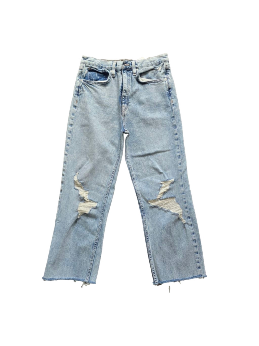 Women's Hudson Light Blue Distressed Straight Leg Jeans Size 27 - Picture 1 of 6
